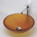 DECOLAV 1019T-FAM Anani Translucence Round 19mm Tempered Glass Vessel Sink  Frosted Amber - B005C0CT98